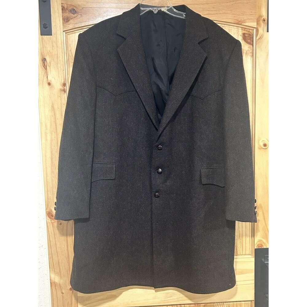 Vintage Pagano West Men’s Brown Blazer Size 50 R Western Style Harringbone